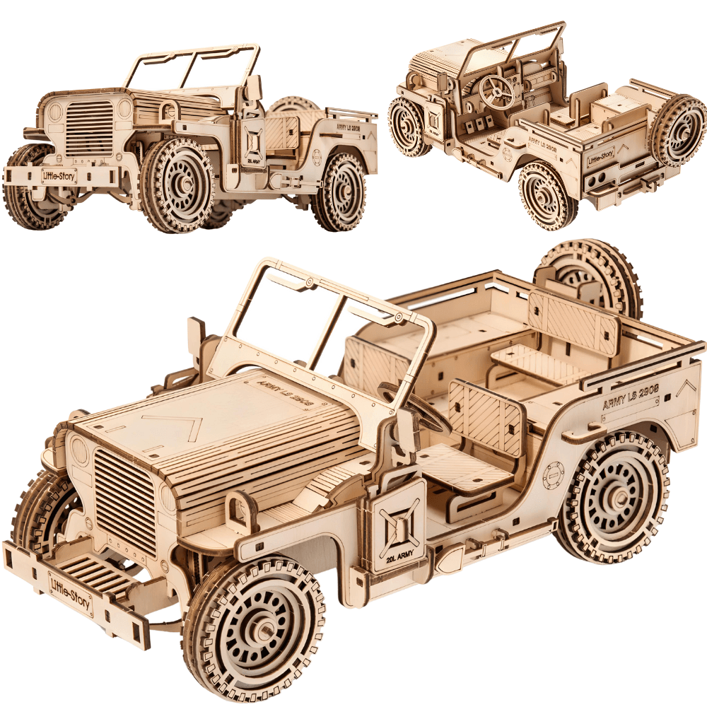 Wojskowy Jeep | Little Story - Wooden Toys World